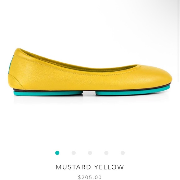 Tieks Shoes - Tieks Mustard Yellow Flats with Teal Sole